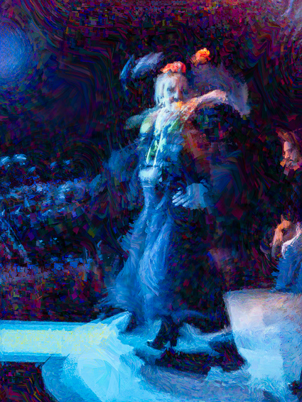 “Abstract impression of a joyful dance bathed in light — symbolizing resilience and radiant living in dark times.”